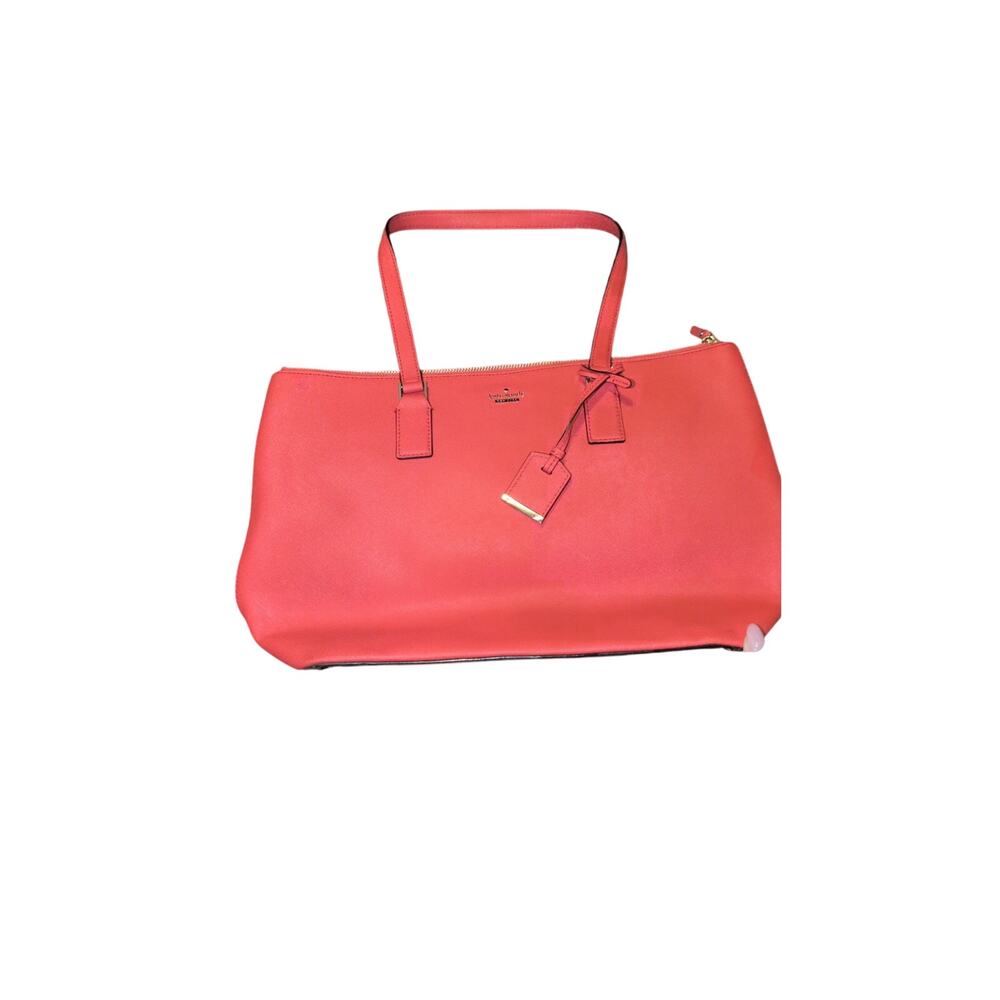 Kate Spade Red 100% Cow Leather Tote Bag Zip Top Never Used